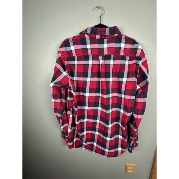 Jachs Shirt Mens Large Tall Red Black Heavy‎ Flannel Plaid Grunge Hipster 90s - Picture 4 of 10